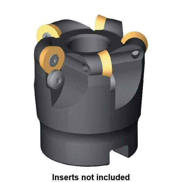 Kennametal - 40mm Cut Diam, 6mm Max Depth, 16mm Arbor Hole, 4 Inserts, RD.X 12T3... Insert Style, Indexable Copy Face Mill - 45mm High, Series KDM - Caliber Tooling