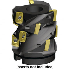 Kennametal - 15 Inserts, 50mm Cut Diam, 22mm Arbor Diam, 44.33mm Max Depth of Cut, Indexable Square-Shoulder Face Mill - 0/90° Lead Angle, 60mm High, ED.T 10T3.. Insert Compatibility, Through Coolant, Series Mill 1-10 - Caliber Tooling