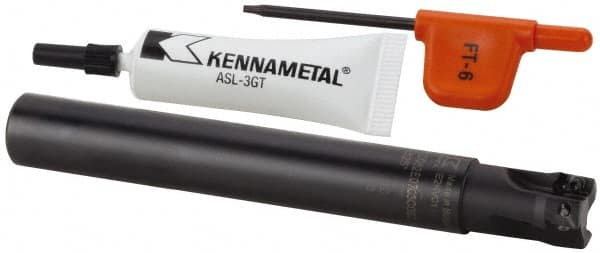 Kennametal - 15.75mm Cut Diam, 6.98mm Max Depth of Cut, 5/8" Shank Diam, 5" OAL, Indexable Square Shoulder End Mill - EP.. 0708.. Inserts, Cylindrical Shank, 0° Lead Angle, Through Coolant, Series Mill 1-07 - Caliber Tooling