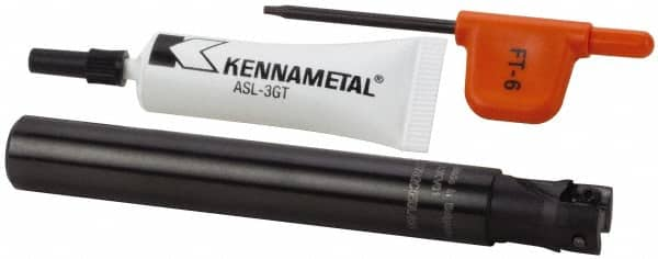 Kennametal - 12mm Cut Diam, 6.96mm Max Depth of Cut, 12mm Shank Diam, 100mm OAL, Indexable Square Shoulder End Mill - EDPT 0703.. Inserts, Cylindrical Shank, Through Coolant, Series Mill 1-07 - Caliber Tooling