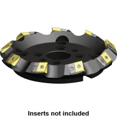 Kennametal - 160.34mm Cut Diam, 40mm Arbor Hole, 17.15mm Max Depth of Cut, 45° Indexable Chamfer & Angle Face Mill - 6 Inserts, LN.U 2410... Insert, Right Hand Cut, 6 Flutes, Series MEGA45 - Caliber Tooling