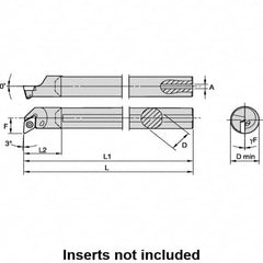 Kennametal - 16mm Min Bore Diam, 181.17mm OAL, 12mm Shank Diam, L-SDUP Indexable Boring Bar - 22.35mm Max Bore Depth, DP.. 070204 Insert, Screw Holding Method - Caliber Tooling