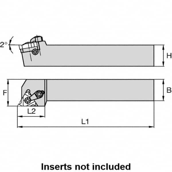 Kennametal - External Thread, Right Hand Cut, 32mm Shank Width x 32mm Shank Height Indexable Threading Toolholder - 170mm OAL, LT 22ER Insert Compatibility, LSS Toolholder, Series LT Threading - Caliber Tooling