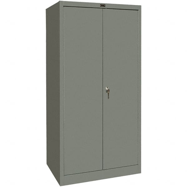 Hallowell - 4 Shelf Locking Storage Cabinet - Steel, 48" Wide x 18" Deep x 72" High, Gray - Caliber Tooling