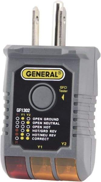 General - 120 VAC Max Voltage, Receptacle Tester with GFCI - Caliber Tooling