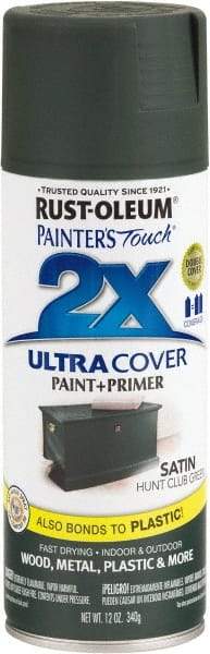 Rust-Oleum - Hunt Club Green, Satin, Enamel Spray Paint - 8 Sq Ft per Can, 12 oz Container, Use on Multipurpose - Caliber Tooling