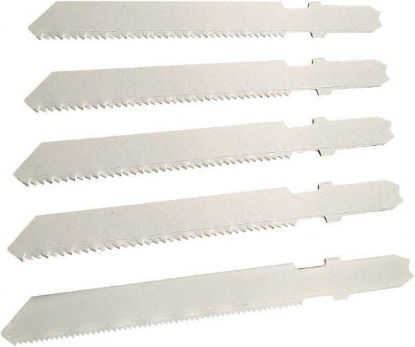 Disston - 5 Piece, 2-3/4" to 3-1/2" Long, 6 to 14 Teeth per Inch, Carbon Jig Saw Blade Set - Toothed Edge, U-Shank - Caliber Tooling