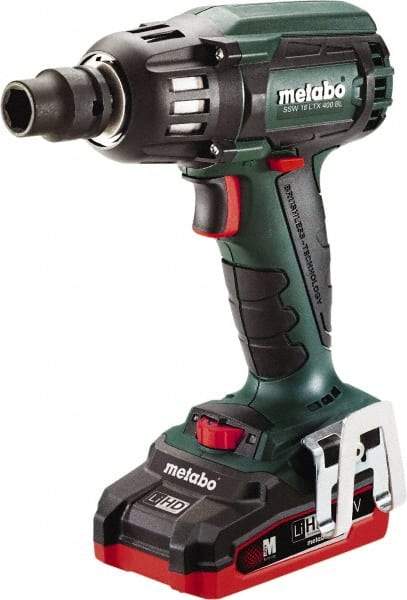 Metabo - 1/2" Drive 18 Volt Pistol Grip Cordless Impact Wrench & Ratchet - 2,150 RPM, 0 to 4,250 BPM, 295 Ft/Lb Torque, 2 Lithium-Ion Batteries Included - Caliber Tooling