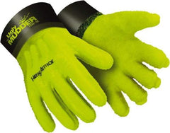 HexArmor - Size L (9), 14" Long, Supported, PVC Chemical Resistant Gloves - Smooth Finish, Cotton Lined, Safety Cuff, Hi-Viz Yellow - Caliber Tooling