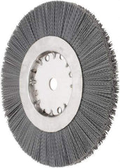 Weiler - 10" OD, 3/4" Arbor Hole, Crimped Nylon Wheel Brush - 1" Face Width, 2-1/2" Trim Length, 0.022" Filament Diam, 4,500 RPM - Caliber Tooling