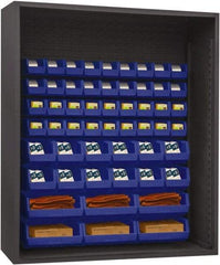 Durham - 54 Bin Enclosed Shelving - 60 Inch Overall Width x 24 Inch Overall Depth x 60 Inch Overall Height, Blue Polyethylene Bins - Caliber Tooling