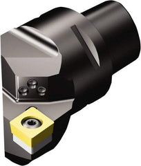 Sandvik Coromant - Left Hand Cut, Size C6, CCMT 432 Insert Compatiblity, Modular Turning & Profiling Cutting Unit Head - 45mm Ctr to Cutting Edge, 65mm Head Length, Through Coolant, Series CoroTurn 107 - Caliber Tooling