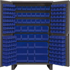 Durham - 171 Bin Storage Cabinet - Steel, 48" Wide x 24" Deep x 78" High, Blue - Caliber Tooling