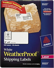 Label Maker Label: White, Polyester, 4″ OAL, 4″ OAW, 500 per Roll Use with Laser Printers