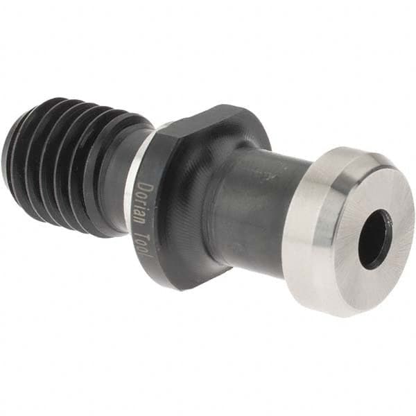 Dorian Tool - I Style, CAT40 Taper, 5/8-11 Thread, 15° Angle Radius, Standard Retention Knob - 2" OAL, 0.746" Knob Diam, 0.276" Flange Thickness, 1.028" from Knob to Flange, 0.641" Pilot Diam, 0.236" Coolant Hole, Through Coolant - Exact Industrial Supply