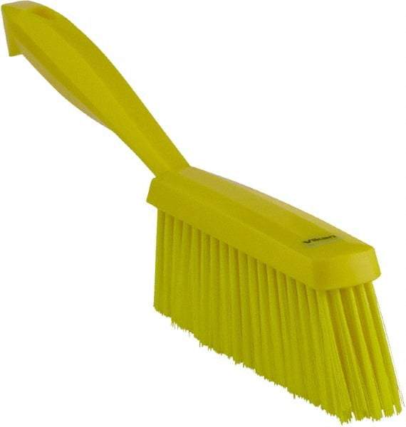 Vikan - 14" OAL, Polyester Staple Set Bench Brush - 2" Bristle Length, 6-3/8" Long Head, Yellow - Caliber Tooling