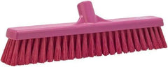 Vikan - 16" Fine Particle Synthetic Push Broom - 2" Bristle Length, Plastic Block, European Threaded Handle Connection - Caliber Tooling