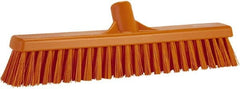 Vikan - 16" Combo Duty Synthetic Push Broom - 2" Bristle Length, Plastic Block, European Threaded Handle Connection - Caliber Tooling