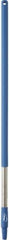 Vikan - 39-1/2 x 1-1/4" Stainless Steel Squeegee Handle - European Threaded Connection, Blue - Caliber Tooling