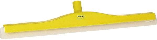 Vikan - 24" Foam Rubber Blade Floor Squeegee - Double Edge, Yellow, Plastic Holder - Caliber Tooling