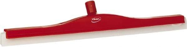 Vikan - 24" Foam Rubber Blade Floor Squeegee - Double Edge, Red, Plastic Holder - Caliber Tooling