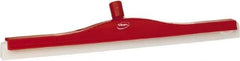 Vikan - 24" Foam Rubber Blade Floor Squeegee - Double Edge, Red, Plastic Holder - Caliber Tooling