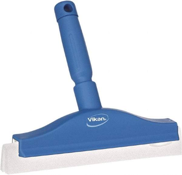 Vikan - 10" Foam Rubber Blade Bench Squeegee - Double Edge, Blue, Plastic Holder - Caliber Tooling