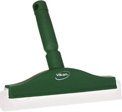 Vikan - 10" Foam Rubber Blade Bench Squeegee - Double Edge, Green, Plastic Holder - Caliber Tooling