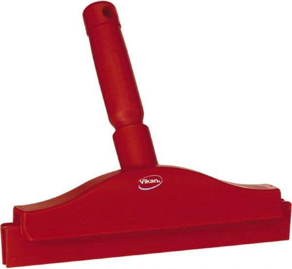 Vikan - 10" Rubber Blade Floor Squeegee - Double Edge, Red, Plastic Holder - Caliber Tooling