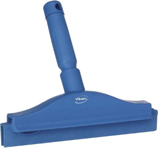 Vikan - 10" Rubber Blade Floor Squeegee - Double Edge, Blue, Plastic Holder - Caliber Tooling