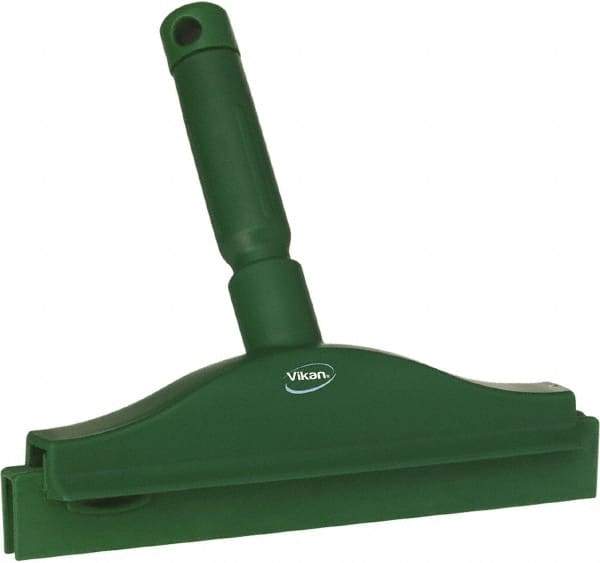 Vikan - 10" Rubber Blade Floor Squeegee - Double Edge, Green, Plastic Holder - Caliber Tooling