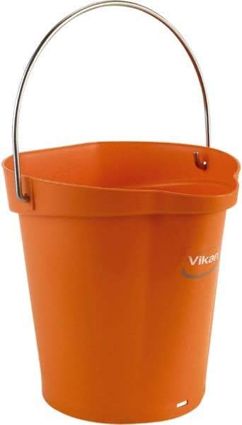 Vikan - 1-1/2 Gal, Polypropylene Round Orange Single Pail with Pour Spout - Handle Included - Caliber Tooling