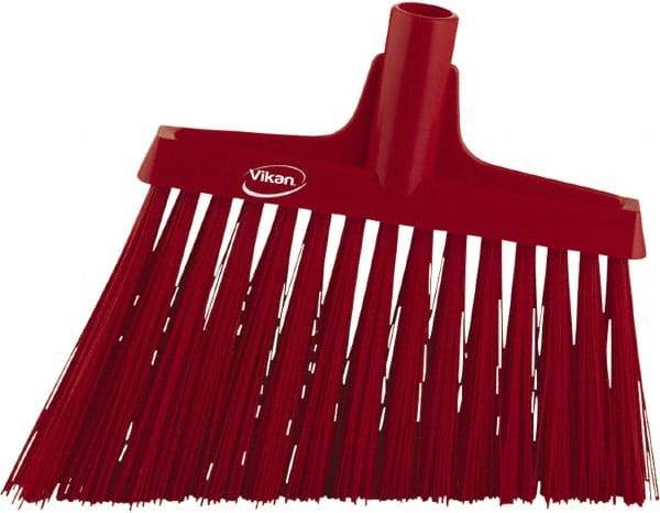 Vikan - 9-1/2" Wide, Red Synthetic Bristles, Angled Broom - Caliber Tooling