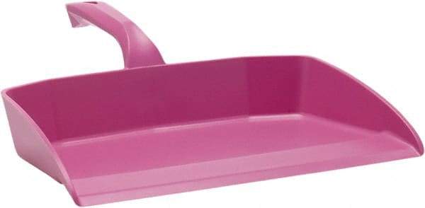 Vikan - 12-1/2" Wide Handheld Dustpan - Plastic Body, 4-1/2" Handle, Pink - Caliber Tooling