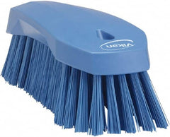 Vikan - 1.3" Bristle Length, Polyester Utility Scrub Brush - 7" Long x 3" Wide Head, 8" OAL, Blue, Polypropylene Block - Caliber Tooling