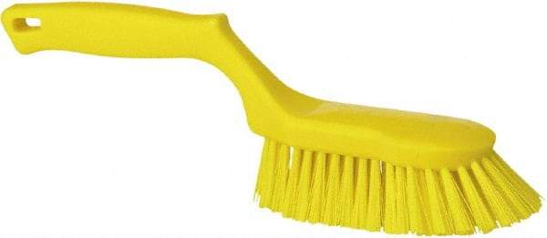 Vikan - 1-1/2" Bristle Length, Polyester Scrub Brush - 5-5/8" Long x 5" Wide Head, 13-1/2" OAL, Yellow, Polypropylene Block - Caliber Tooling