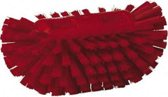 Vikan - 1-1/2" Bristle Length, Polyester Utility Scrub Brush - 5-1/2" Wide Head, 8" OAL, European Threaded Handle, Red, Polypropylene Block - Caliber Tooling