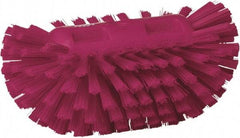 Vikan - 1-1/2" Bristle Length, Polyester Utility Scrub Brush - 5-1/2" Wide Head, 8" OAL, European Threaded Handle, Pink, Polypropylene Block - Caliber Tooling