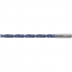 Extra Length Drill Bit: 0.1654″ Dia, 140 °, Solid Carbide TiNAl Finish, 2.52″ Flute Length, 4.016″ OAL, Straight-Cylindrical Shank, Series DC150-12-A1