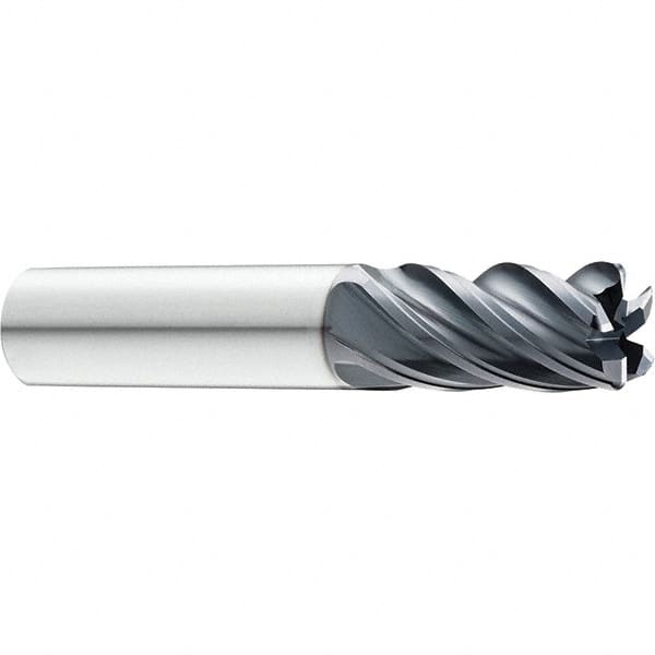 SGS - 3/8", 5 Flute, Single End, Solid Carbide, 0.03" Corner Radius End Mill - 2-1/2" OAL, 37° Helix, 3/8" LOC, Right Hand Cut - Caliber Tooling