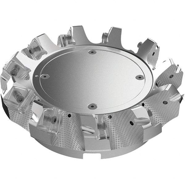 Seco - 160mm Cut Diam, 40mm Arbor Hole, 9mm Max Depth of Cut, 48° Indexable Chamfer & Angle Face Mill - 11 Inserts, 63 Insert, Right Hand Cut, 11 Flutes, Through Coolant, Series R220.54 - Caliber Tooling