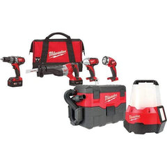 Milwaukee Tool - 18 Volt Cordless Tool Combination Kit - Includes 1/2" Hammer Drill, 1/4" Hex Impact Driver & Sawzall Reciprocating Saw, Lithium-Ion Battery Included - Caliber Tooling