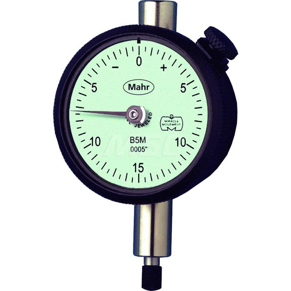 Mahr - Dial Drop Indicators; Maximum Measurement (Inch): 0.125 ; Maximum Measurement (mm): 3.00 ; Dial Graduation (mm): 0.0100 ; Dial Graduation (Decimal Inch): 0.000500 ; Dial Reading: 0-25-0 ; Dial Diameter (mm): 43.81 - Exact Industrial Supply