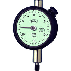 Mahr - Dial Drop Indicators; Maximum Measurement (Inch): 0.001 ; Maximum Measurement (mm): 0.025 ; Dial Graduation (mm): 0.0254 ; Dial Graduation (Decimal Inch): 0.001000 ; Dial Reading: 0-25-0 ; Dial Diameter (mm): 43.81 - Exact Industrial Supply