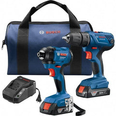 Bosch - 7 Piece 18 Volt Cordless Tool Combination Kit - Includes 1/2" Compact Drill/Driver & 1/4" Impact Driver, Lithium-Ion Battery Included - Caliber Tooling