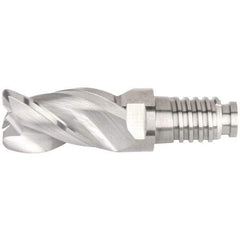 Kennametal - 16" Diam, 24mm LOC, 3 Flute 4mm Corner Radius End Mill Head - Solid Carbide, Uncoated, Duo-Lock 16 Connection, Spiral Flute, 38° Helix, Centercutting - Caliber Tooling