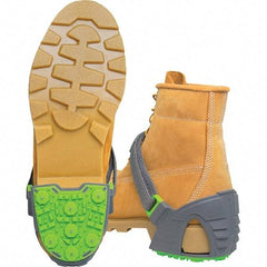 Winter Walking - Size 9.5-12, (Women's Size 11.5+) Strap-On Cleat - Tungsten Carbide Stud Traction, Green & Gray - Caliber Tooling