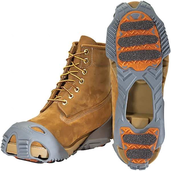 Winter Walking - Size 13.5-16, Overshoe Cleat - Grit Traction, Orange & Gray - Caliber Tooling