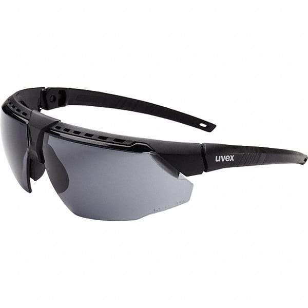 Uvex - Gray Lenses, Framed Safety Glasses - Anti-Fog, Black Frame, Adjustable Temples, Size Universal, Wrap Around - Caliber Tooling