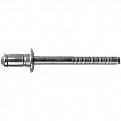 STANLEY Engineered Fastening - Size 6 Dome Head Steel Open End Blind Rivet - Steel Mandrel, 0.1378" to 0.2362" Grip, 3/16" Head Diam, 0.1929" to 0.2008" Hole Diam, 3.2" Body Diam - Caliber Tooling